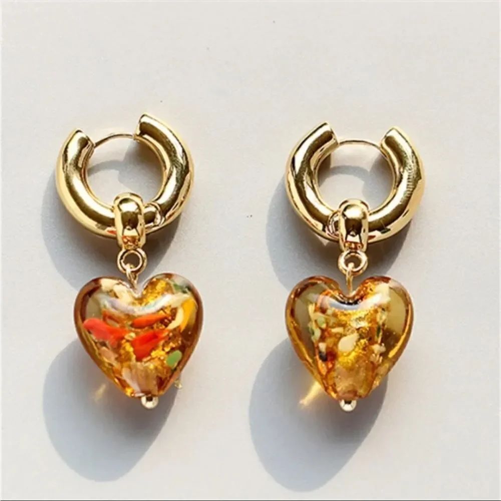 Art Glass Heart Earrings
